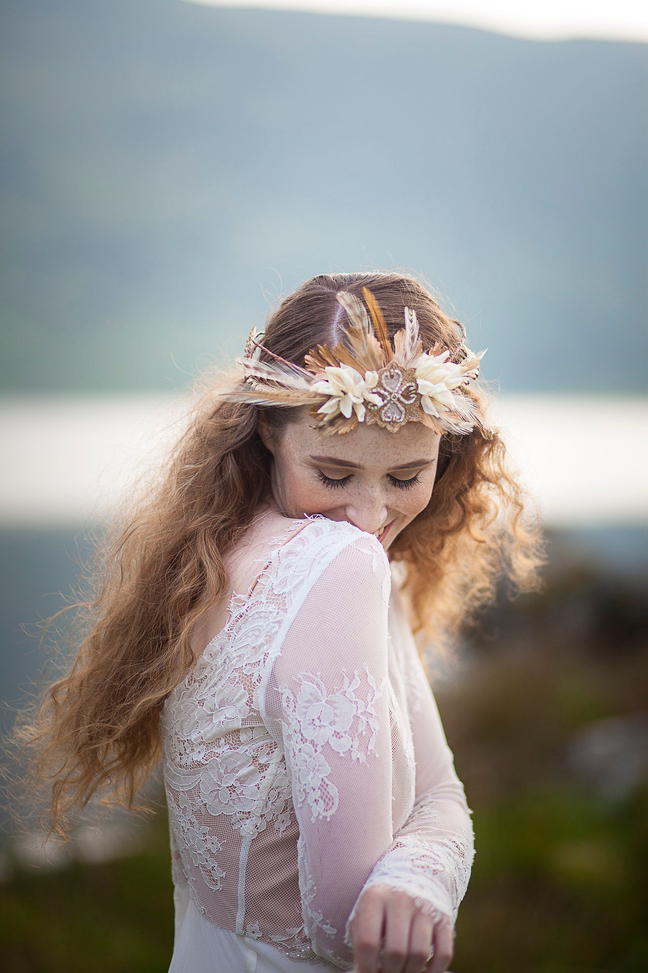 Heirloom Wedding headpiece, flower crown Couture de Fleur
