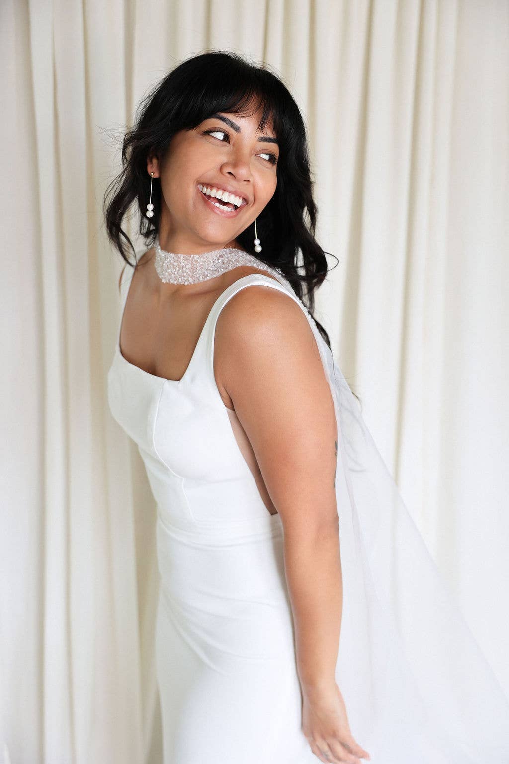 Sheer Ivory sequin bridal cape