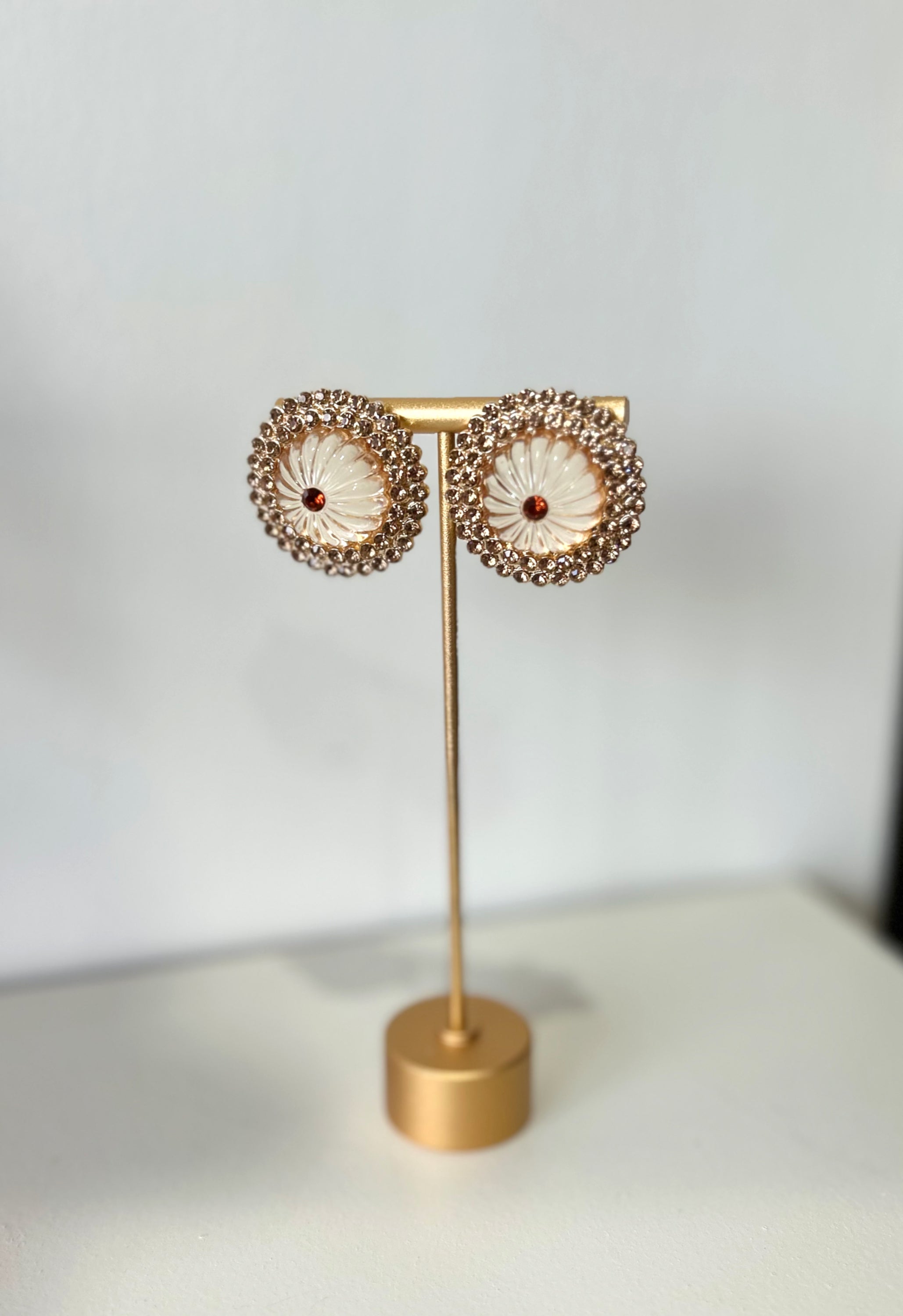 Capri earrings peach and golden shimmering lightweight earrings