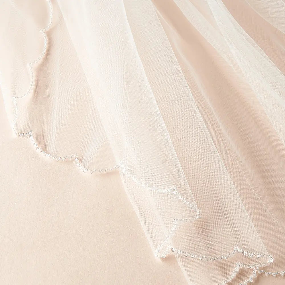 Crystal Scalloped Edge Wedding Veil