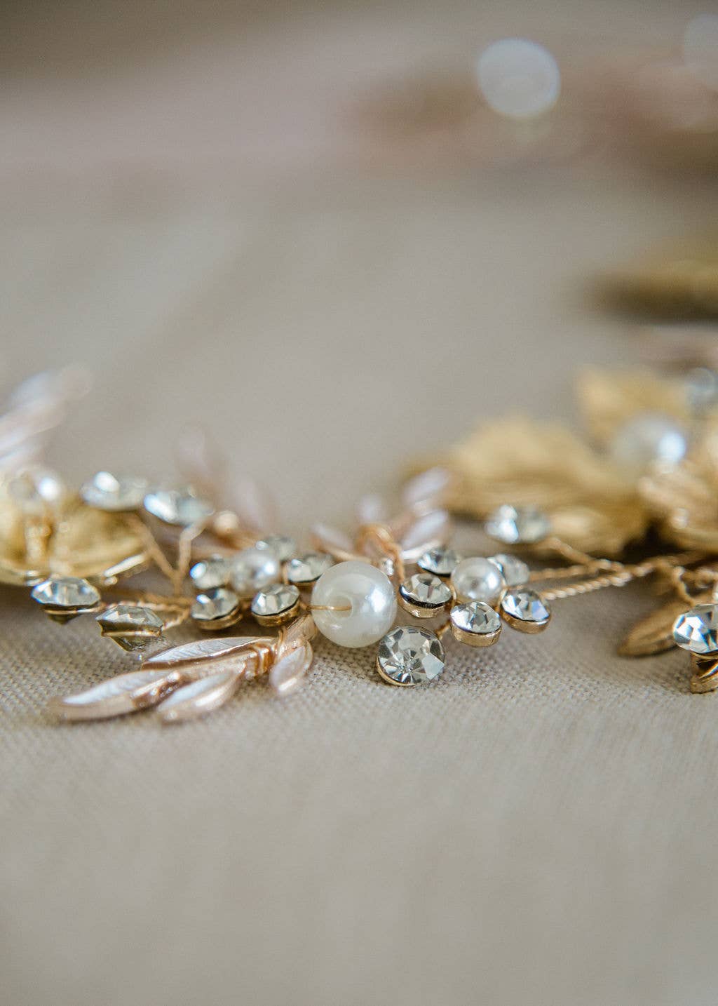 rose gold floral bridal hair vine