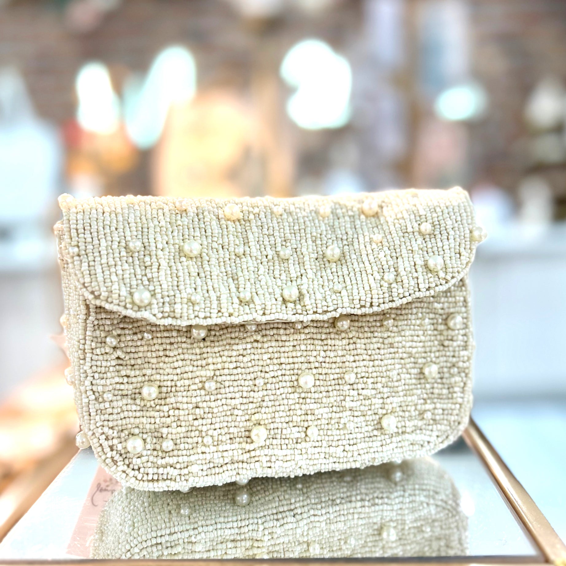 Ivory Beaded Clutch image 0