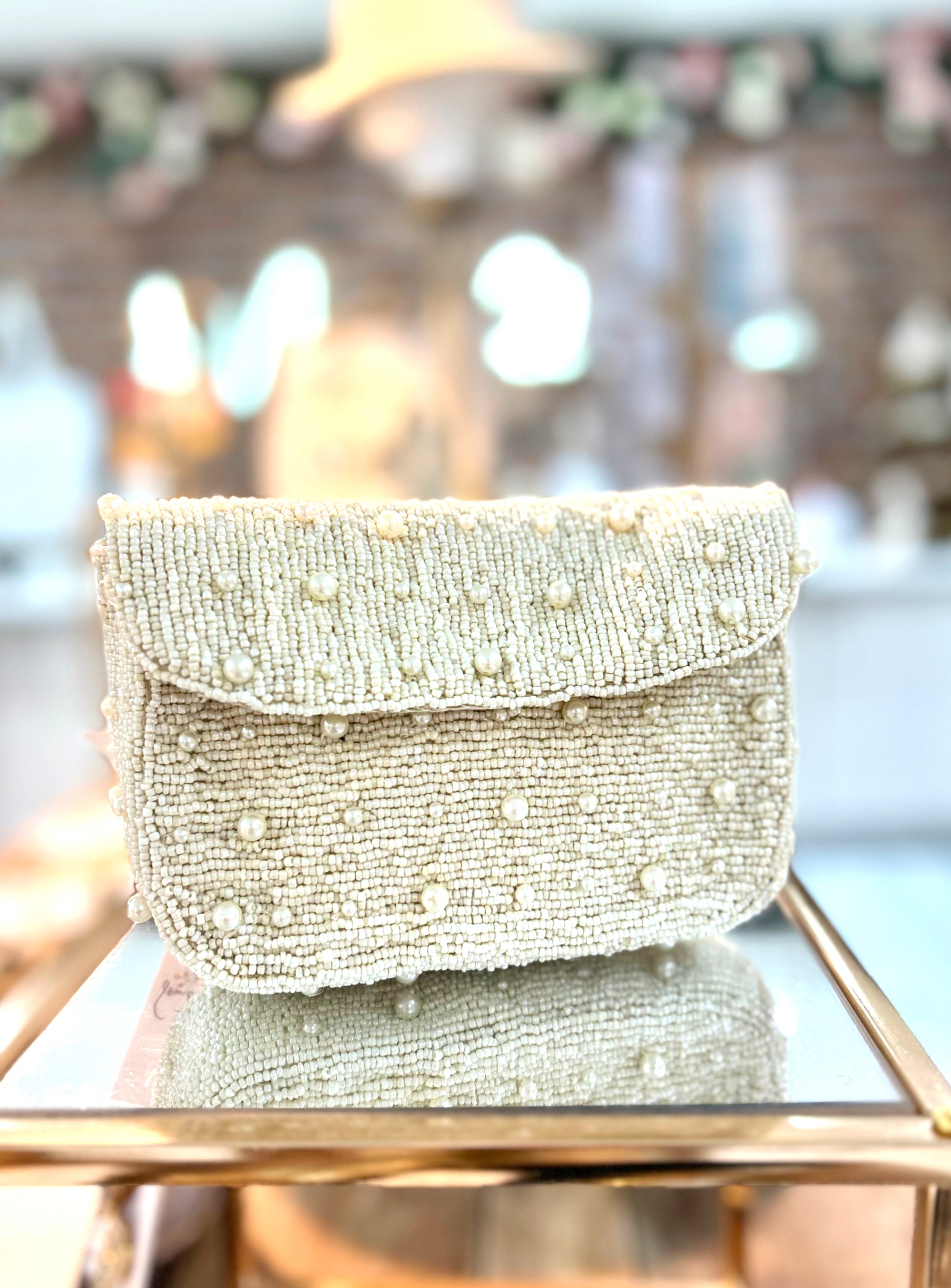 Ivory Beaded Clutch image 0