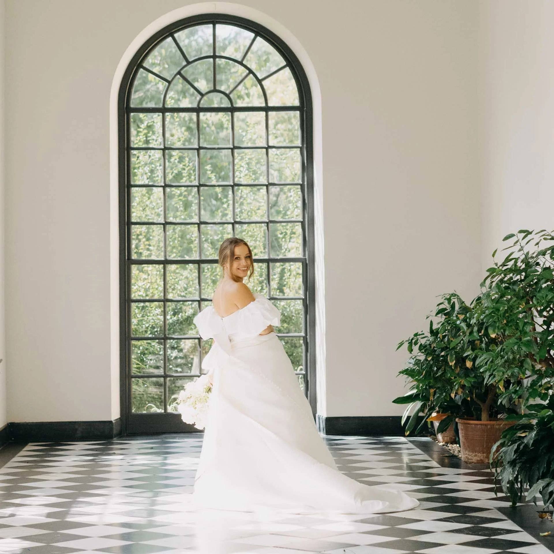 modern ivory satin detachable puff sleeves