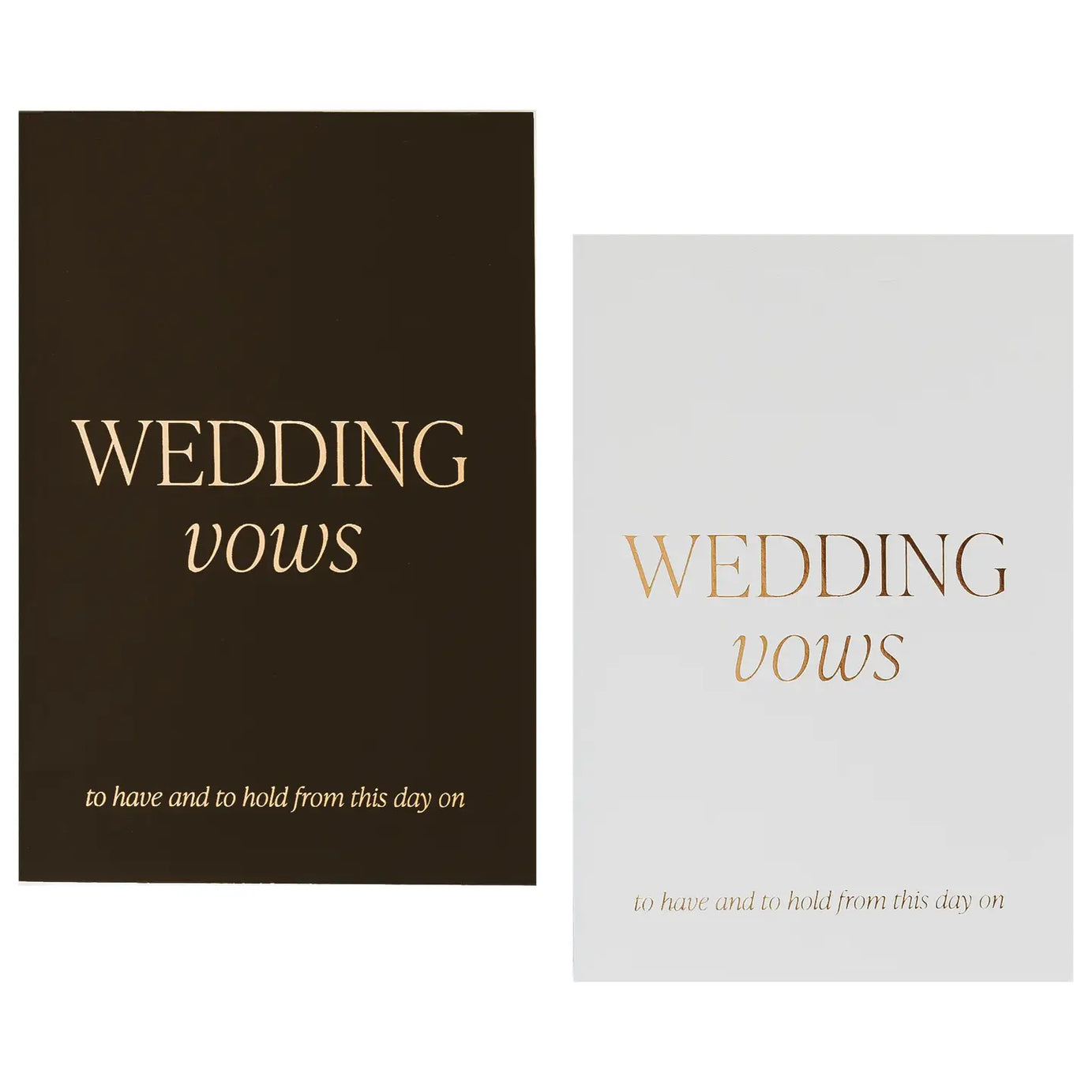 Capture the most meaningful promises of your life in timeless style with this set of Black and White His and Hers Vow Books. Thoughtfully designed for modern couples, this set of two beautifully crafted vow books is the perfect companion for your wedding day. 