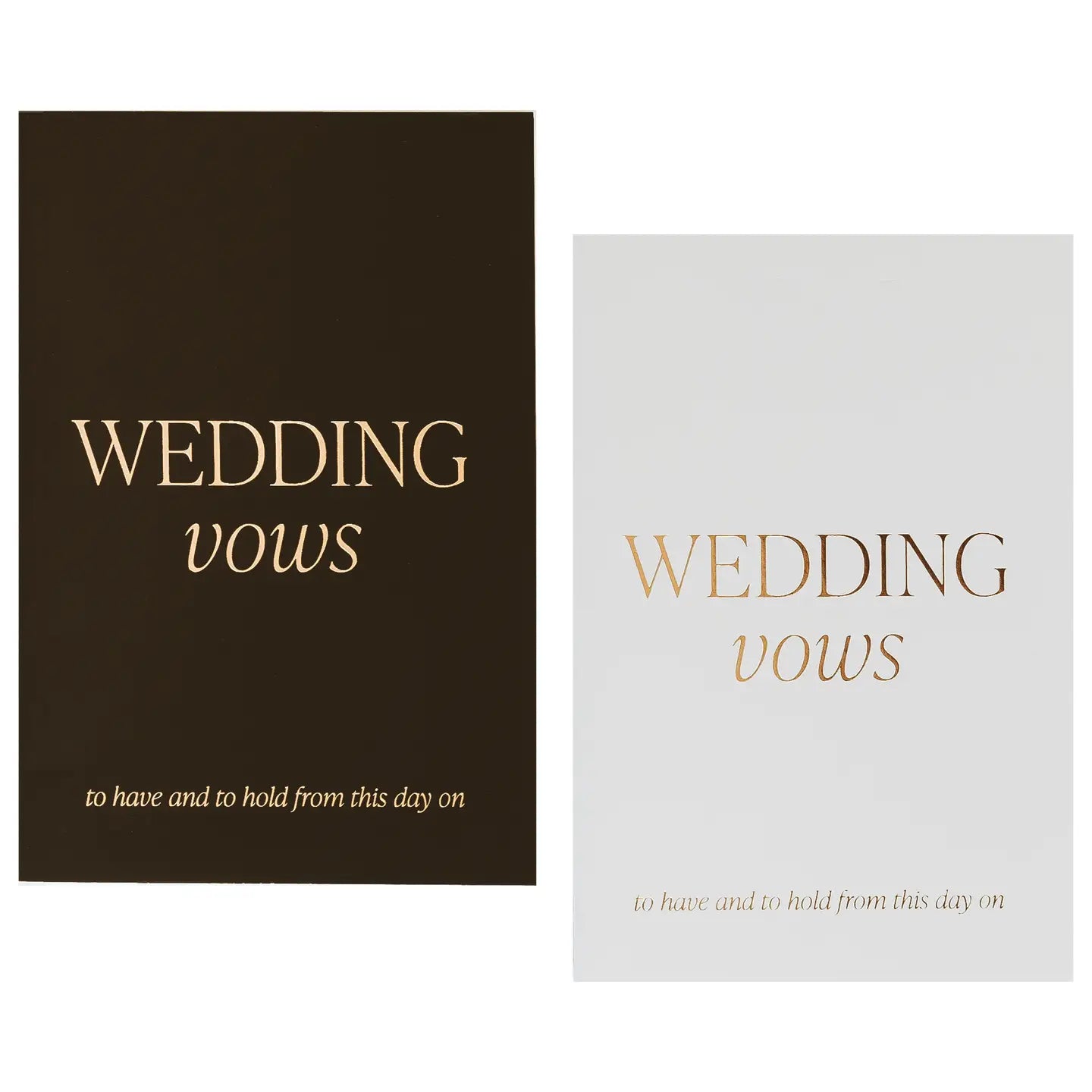 Capture the most meaningful promises of your life in timeless style with this set of Black and White His and Hers Vow Books. Thoughtfully designed for modern couples, this set of two beautifully crafted vow books is the perfect companion for your wedding day. 