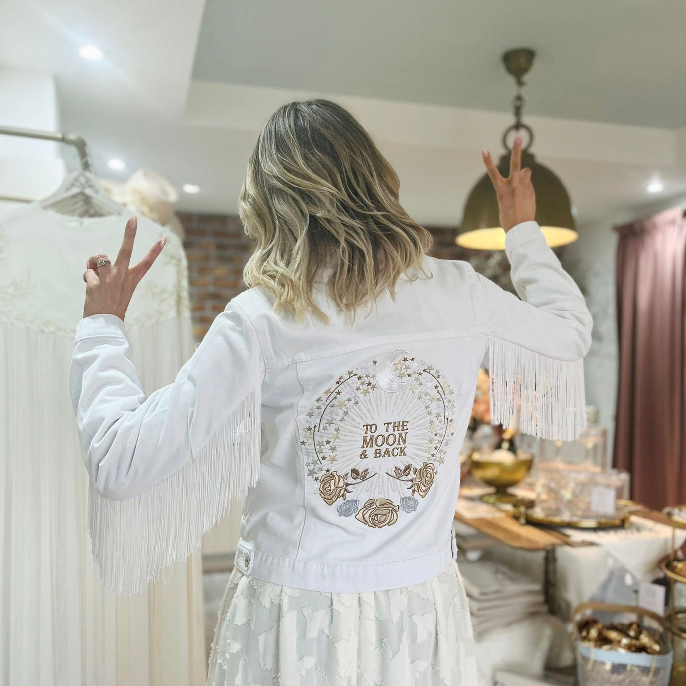 To The Moon and Back Jacket- White Denim image 1