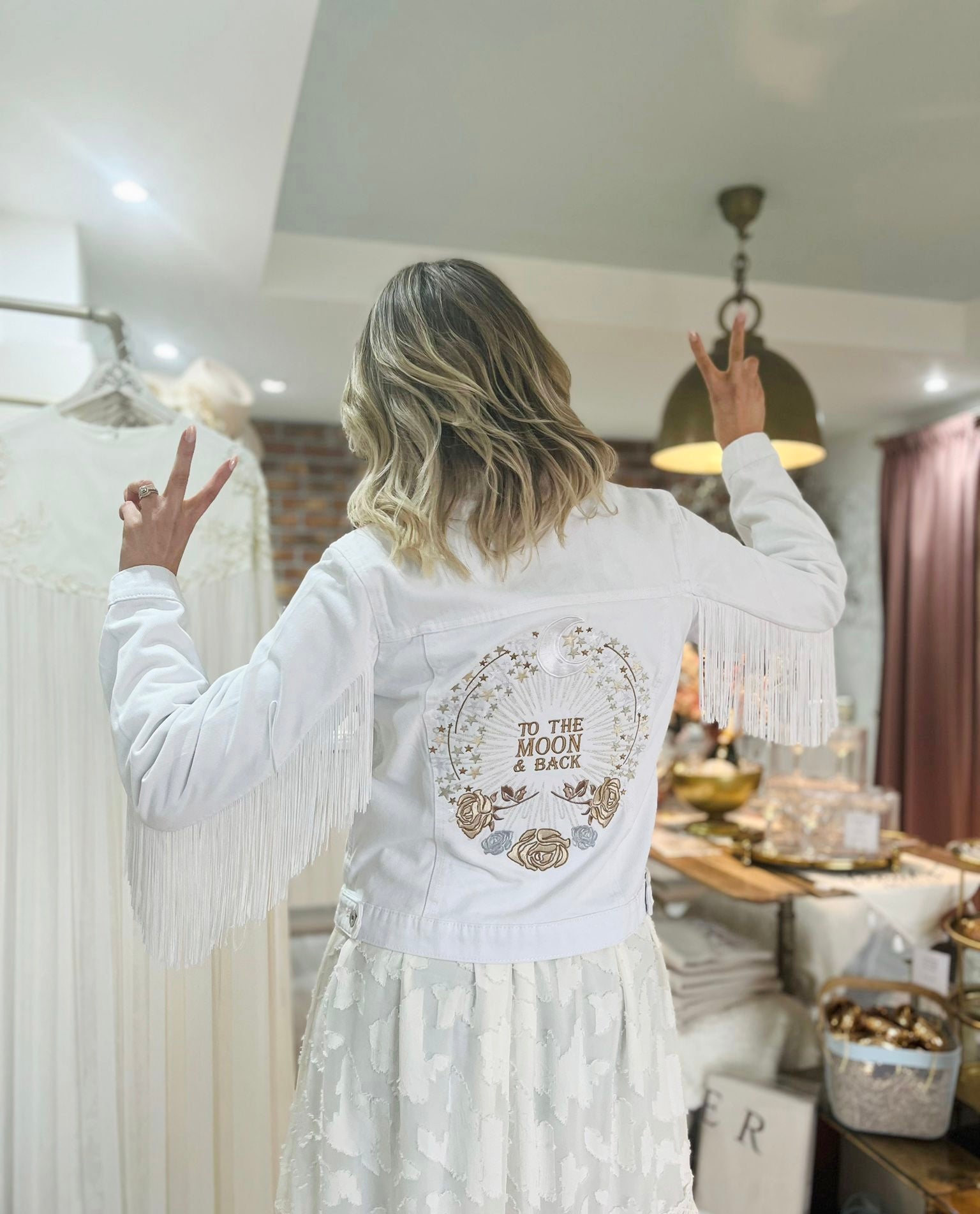 To The Moon and Back Jacket- White Denim image 1