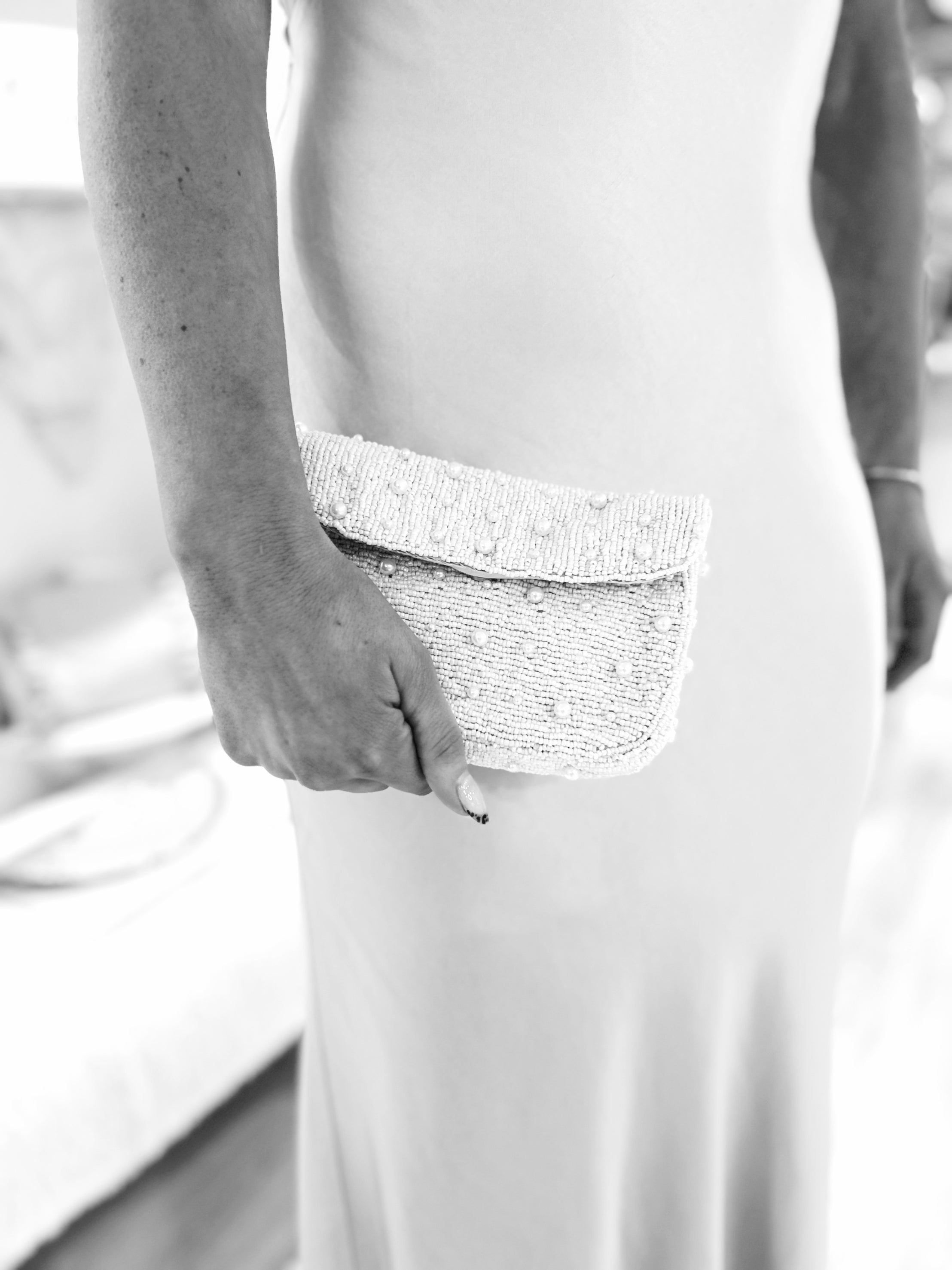 Ivory Beaded Clutch image 1