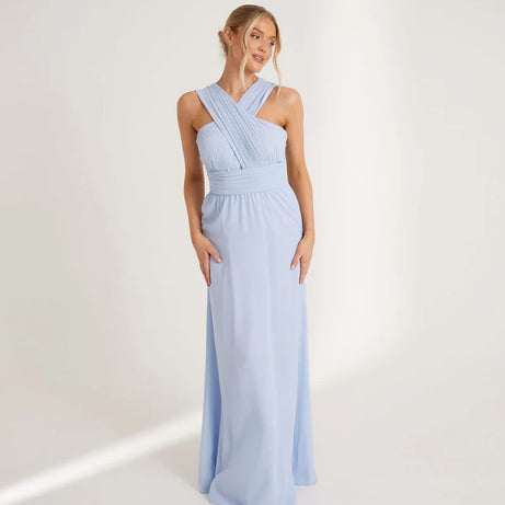 Six Stories Cornflower Blue Chiffon Bridesmaid Dress