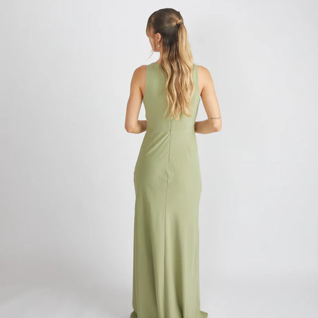 Myah - Crepe Cowl Front Bridesmaid Dress - Sage