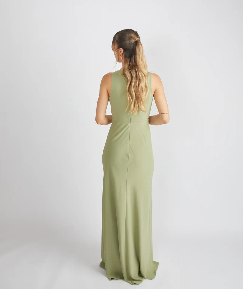 Myah - Crepe Cowl Front Bridesmaid Dress - Sage