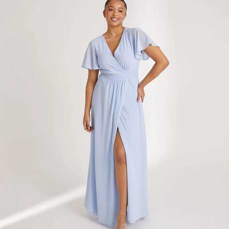 Six Stories Cornflower Blue Chiffon Bridesmaid Dress