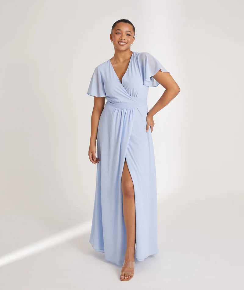 Six Stories Cornflower Blue Chiffon Bridesmaid Dress