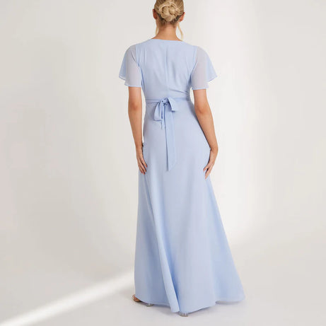 Six Stories Cornflower Blue Chiffon Bridesmaid Dress