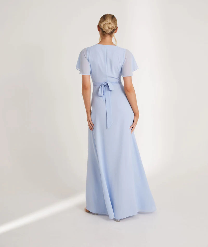 Six Stories Cornflower Blue Chiffon Bridesmaid Dress