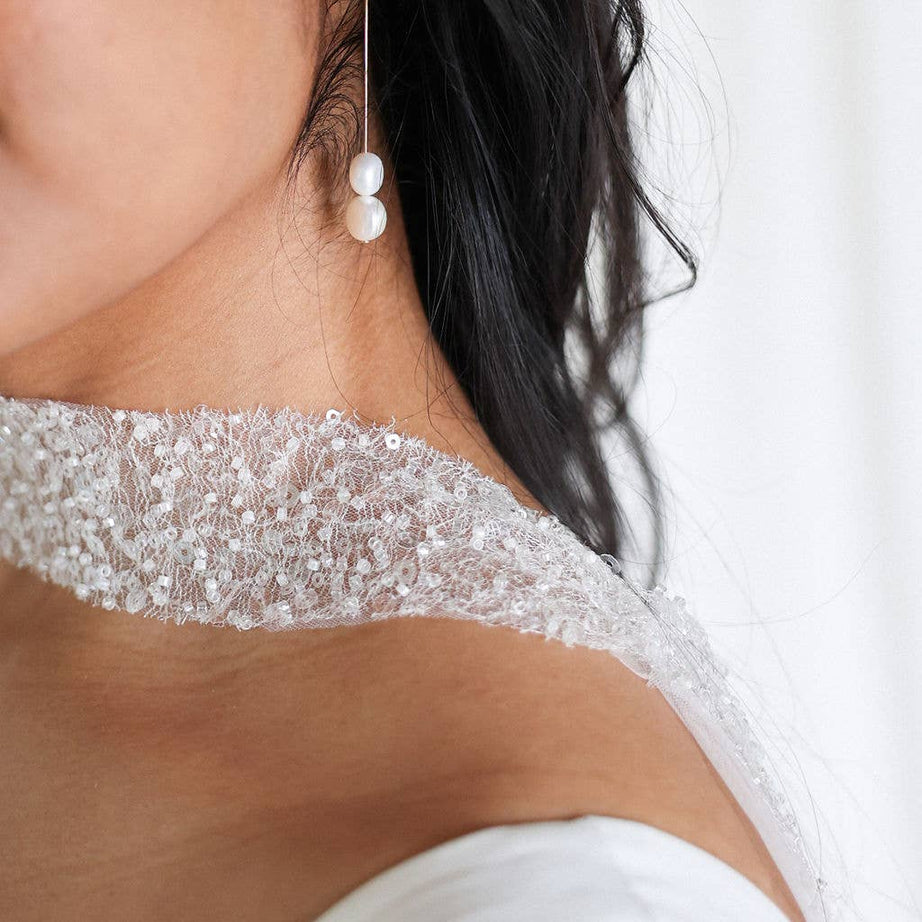 Sheer Ivory sequin bridal cape