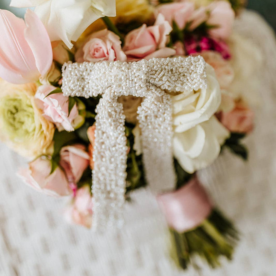 Luxury ivory beaded bridal hair bow
