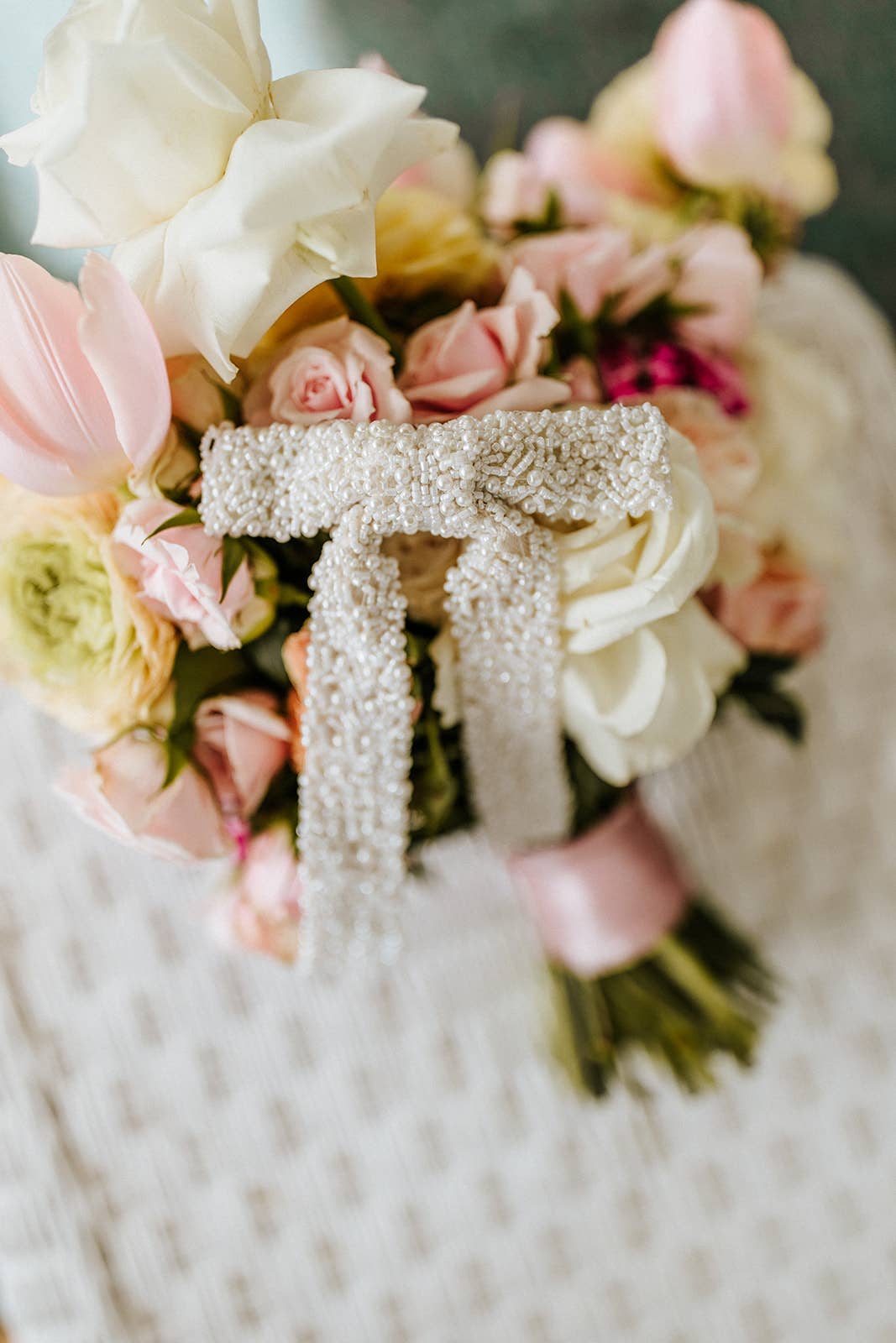 Luxury ivory beaded bridal hair bow