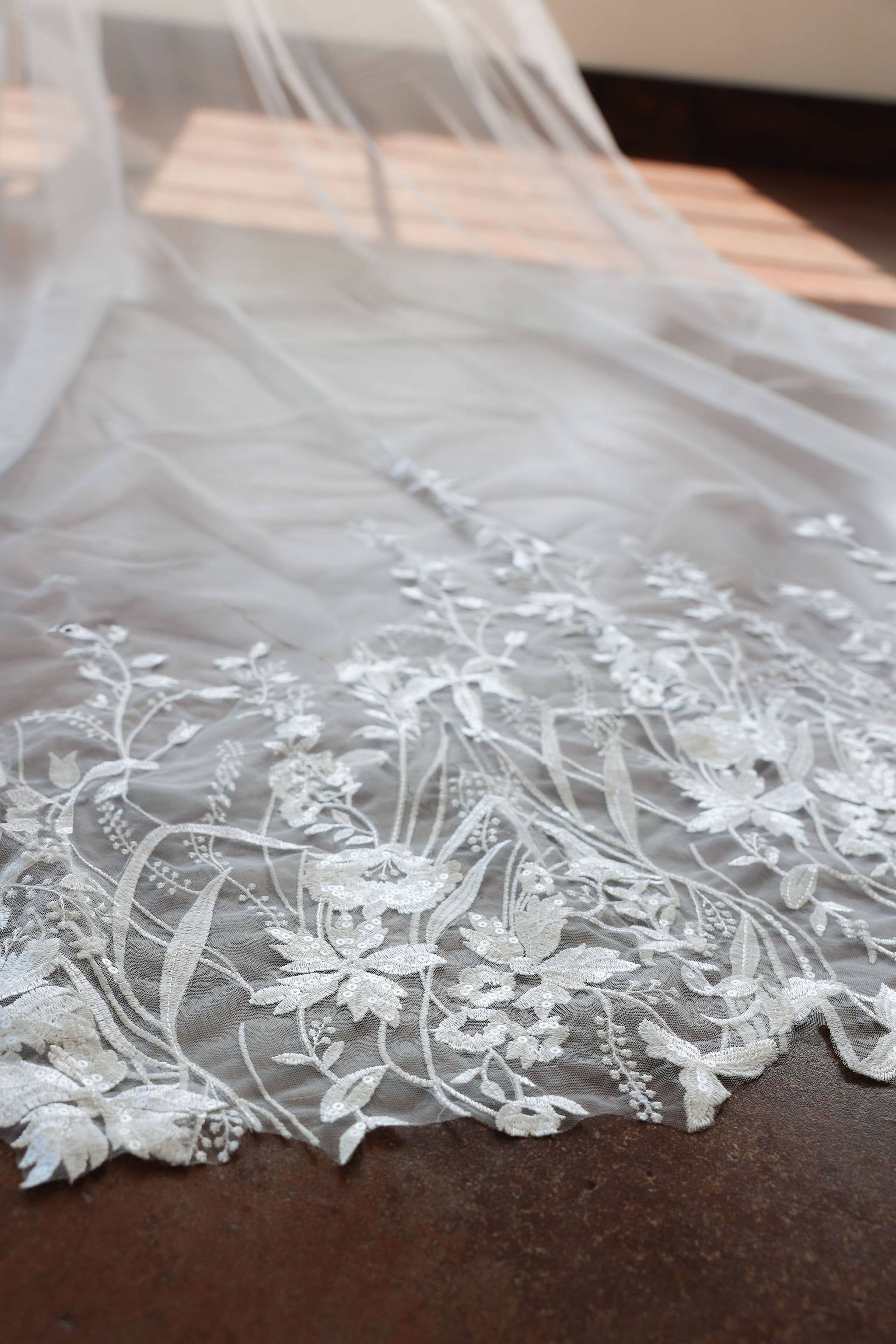 Luxury floral cathedral length veil