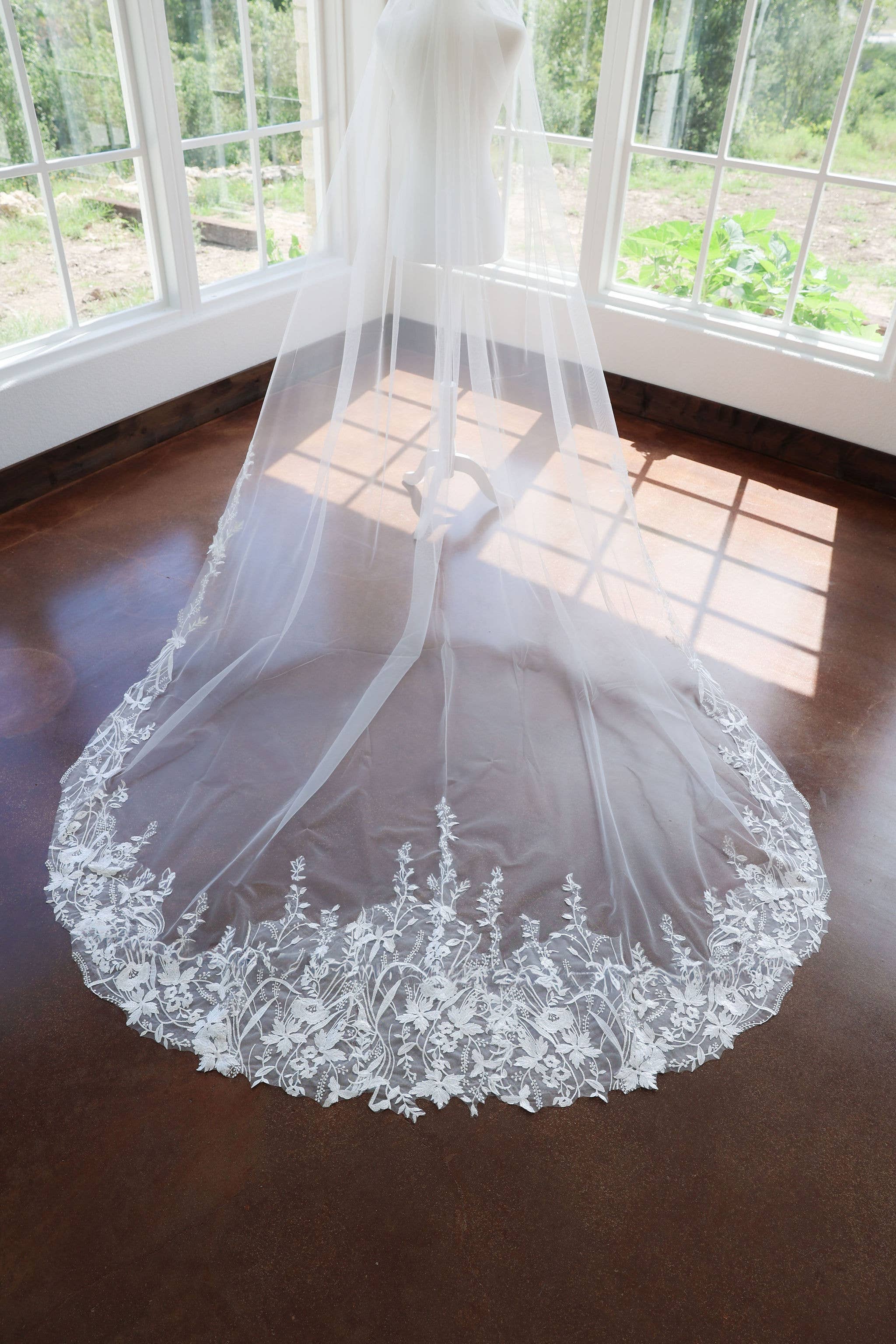 Luxury floral cathedral length veil