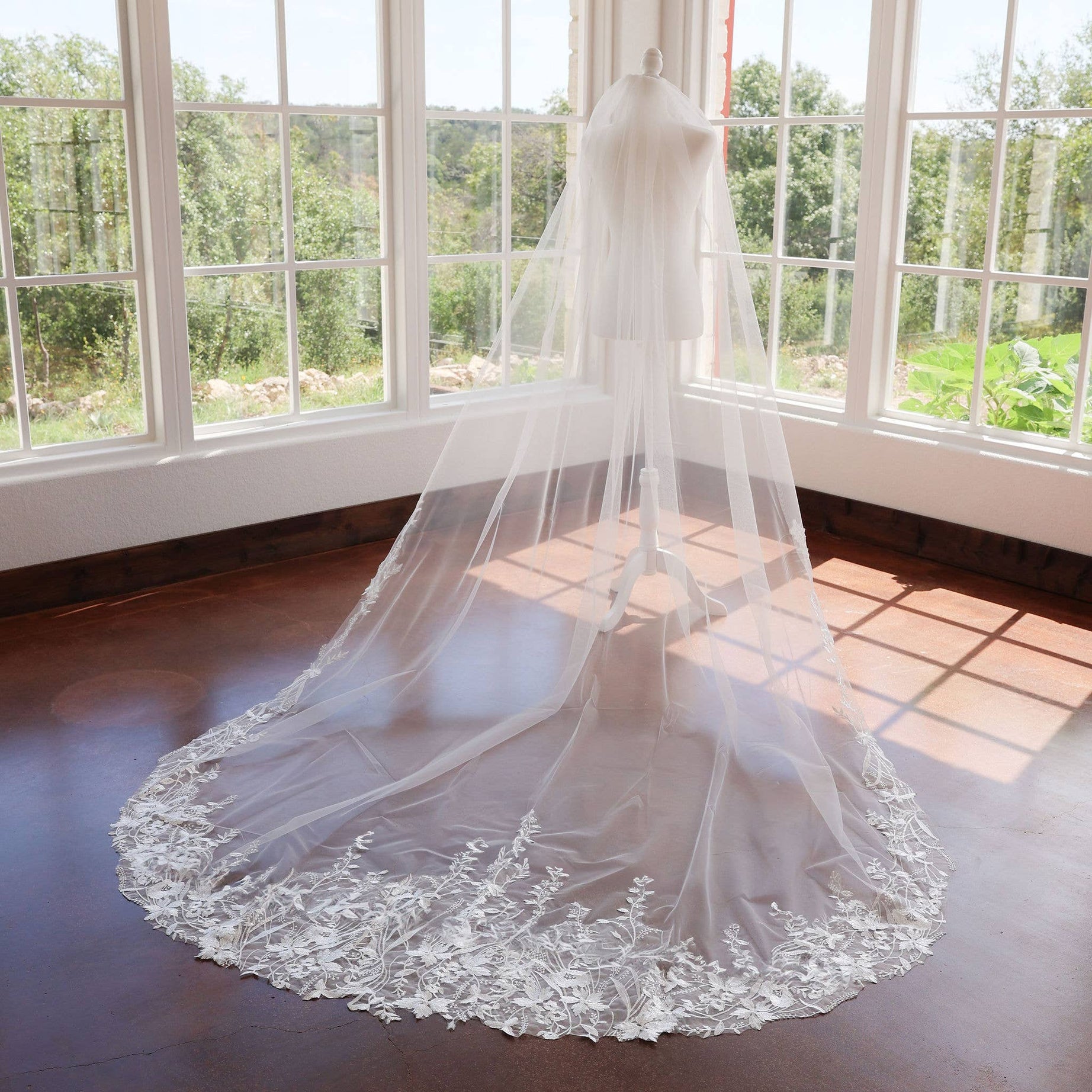 Luxury floral cathedral length veil