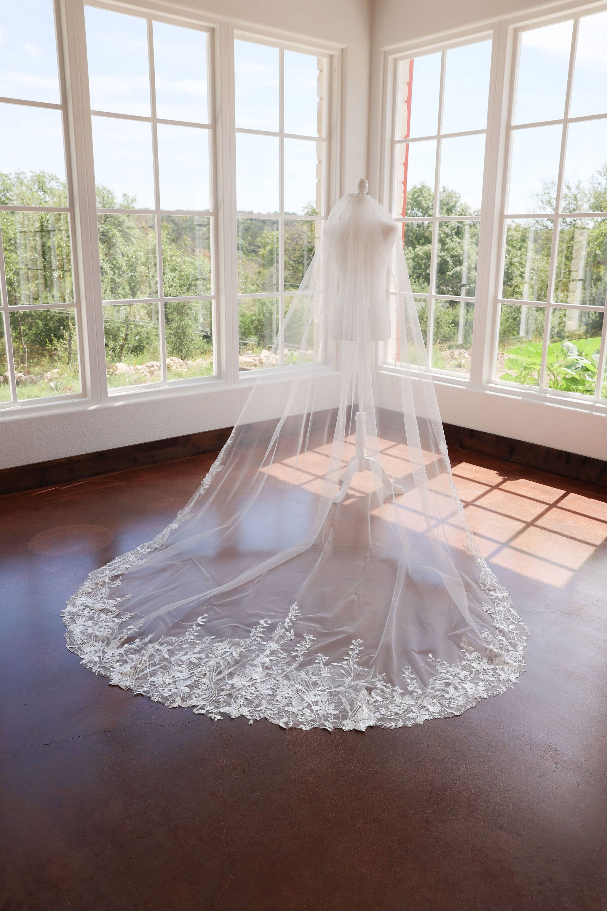 Luxury floral cathedral length veil