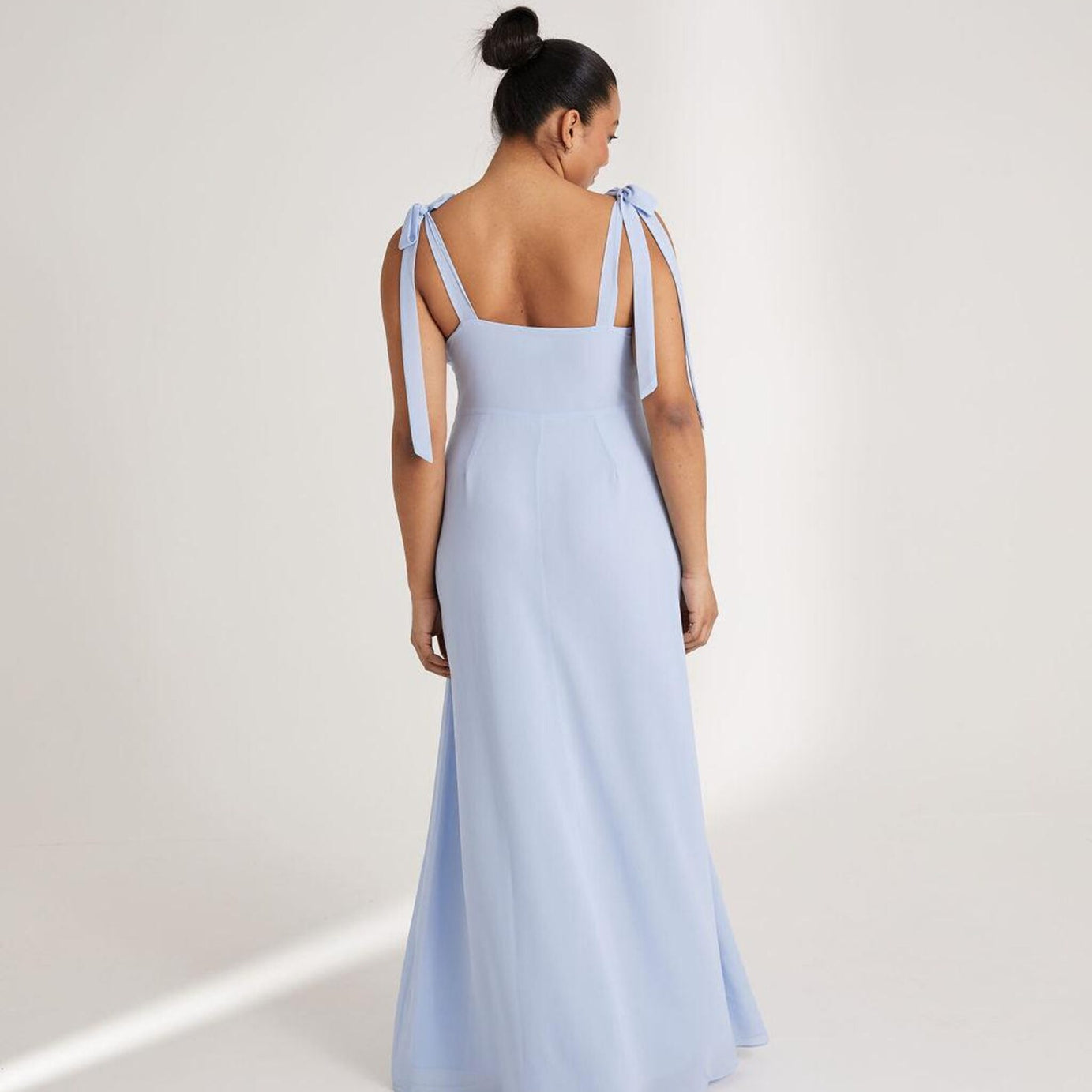 Six stories cornflower blue chiffon bridesmaid dress