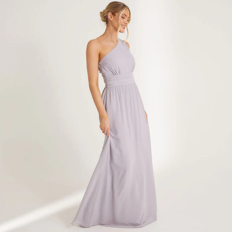 Six stories one shoulder chiffon bridesmaid dress in dusty lilac