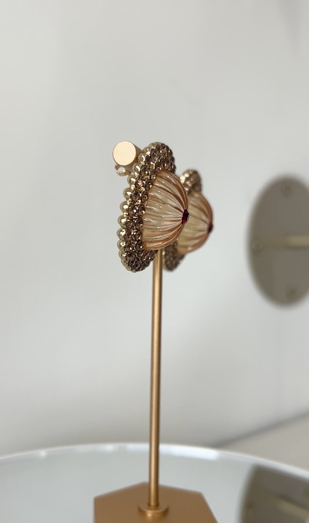 Capri earrings peach and golden shimmering lightweight earrings