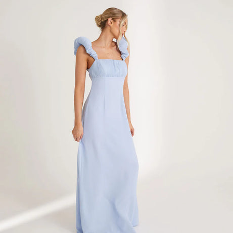 Six Stories Cornflower Blue Chiffon Bridesmaid Dress