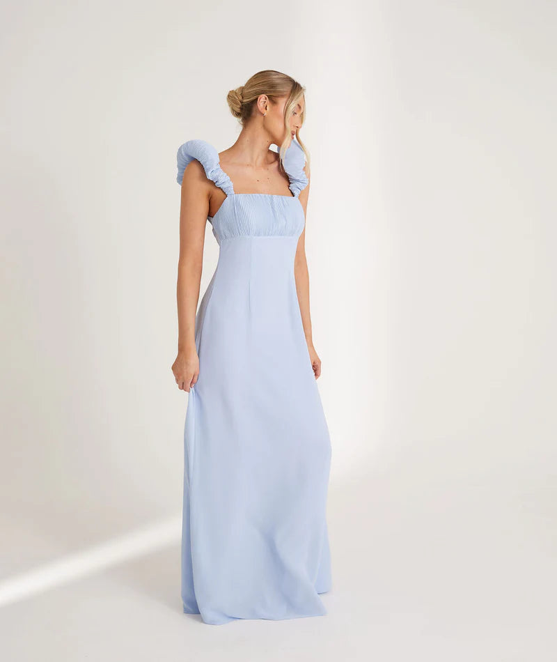 Six Stories Cornflower Blue Chiffon Bridesmaid Dress